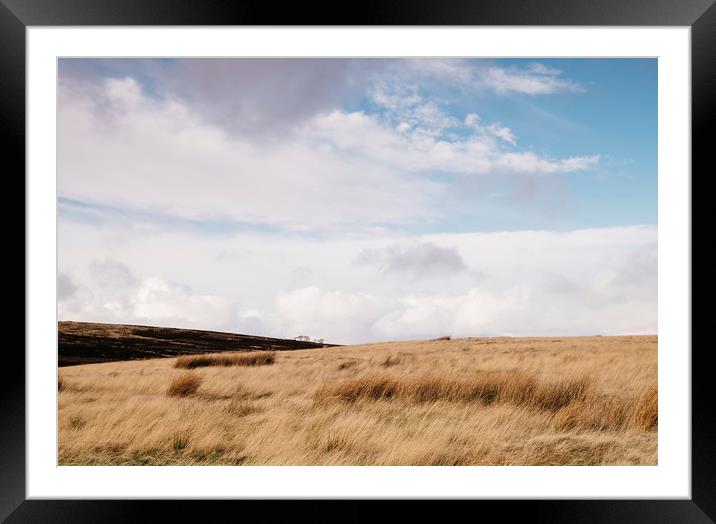 Sunlight over moorland. Derbyshire, UK. Framed Mounted Print by Liam Grant