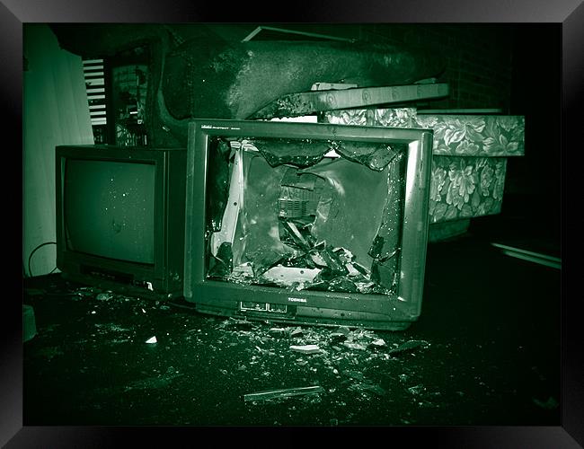 Destruction of Television Framed Print by Anth Short