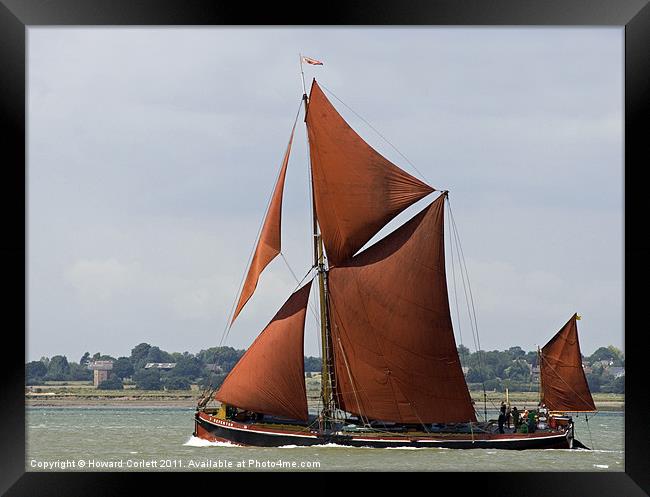 Thames Barge Repertor Framed Print by Howard Corlett