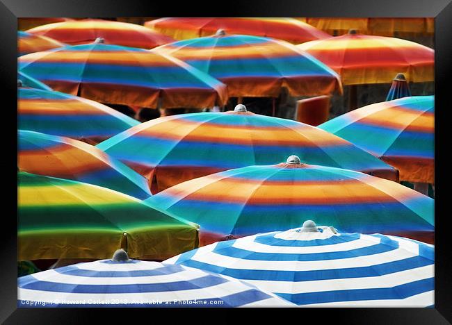 Beach umbrellas fractal Framed Print by Howard Corlett
