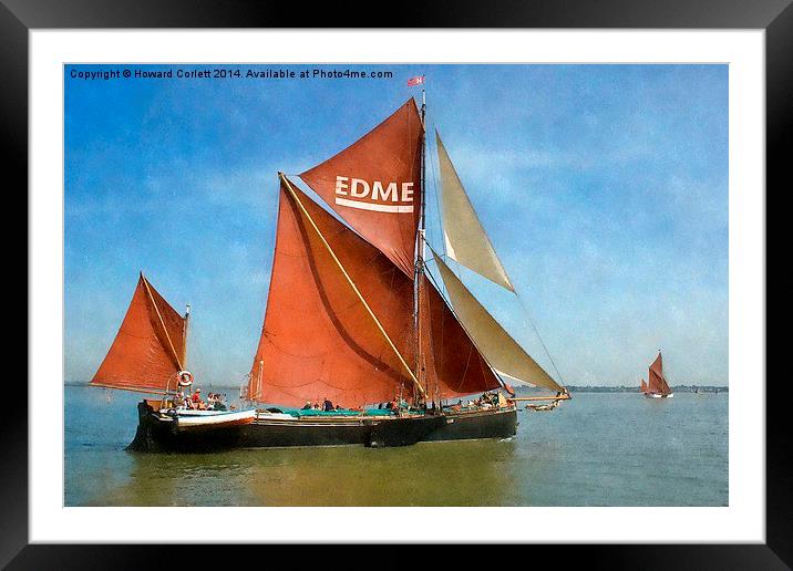 Thames Barge Edme watercolour effect Framed Mounted Print by Howard Corlett