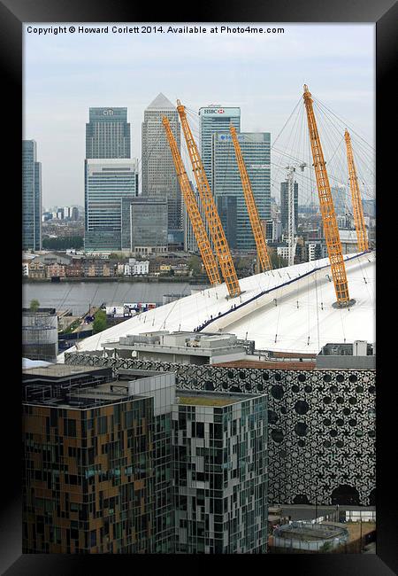 O2 and Docklands Framed Print by Howard Corlett