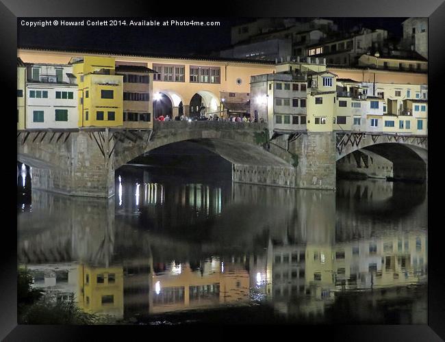 Ponte Vecchio at night  Framed Print by Howard Corlett