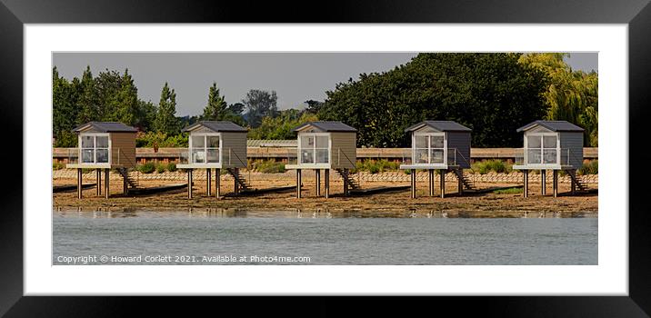 Osea Beach Huts Framed Mounted Print by Howard Corlett
