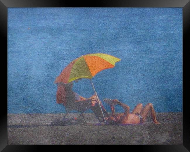 Beach Brolly Framed Print by Gary Miles