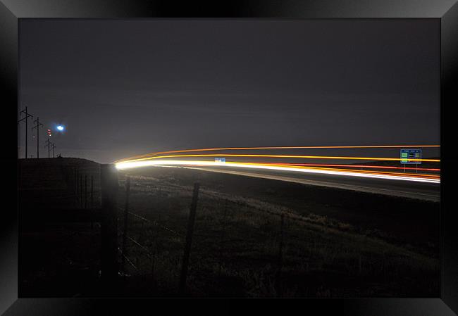 I-70 night lights Framed Print by Coralena Watts