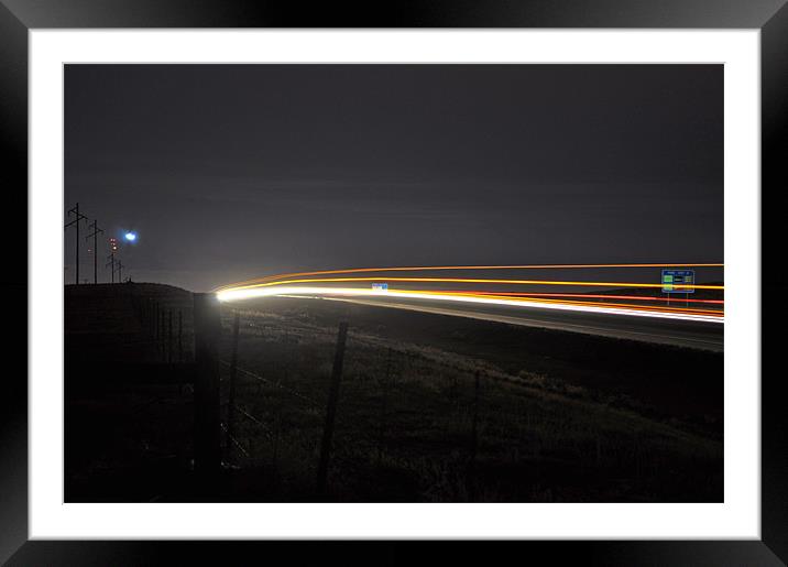 I-70 night lights Framed Mounted Print by Coralena Watts