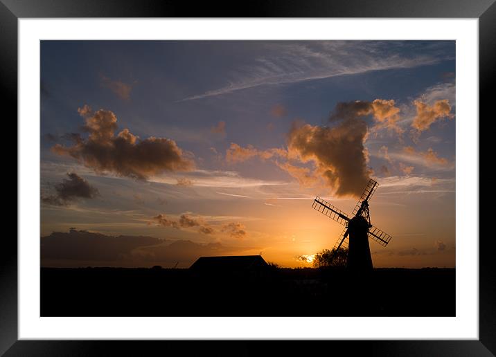 Thurne Windmill Sunset Framed Mounted Print by Simon Wrigglesworth