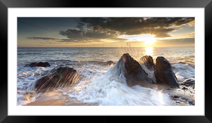 Caistor beach sunrise Framed Mounted Print by Simon Wrigglesworth