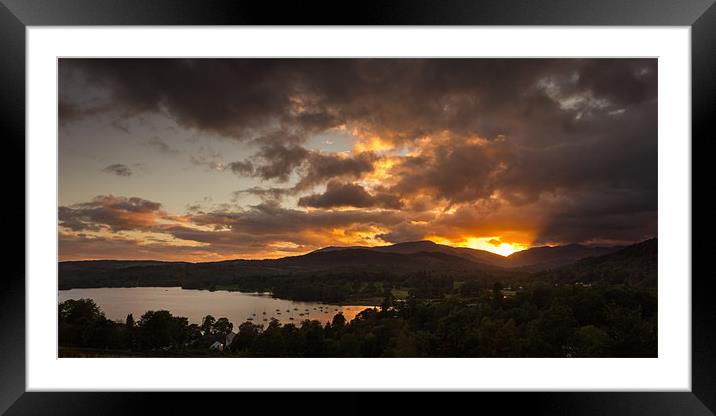 Sunset over Windermere Framed Mounted Print by Simon Wrigglesworth