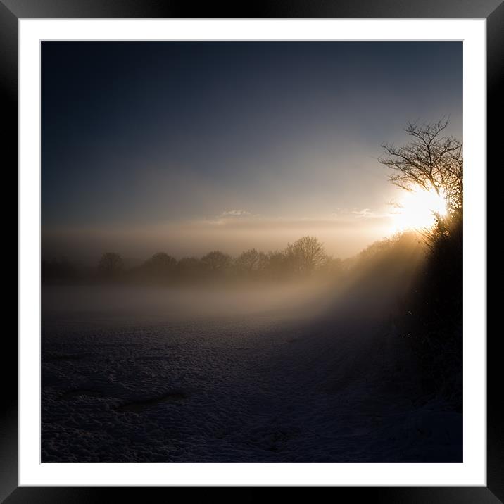 Misty Hedges Framed Mounted Print by Simon Wrigglesworth