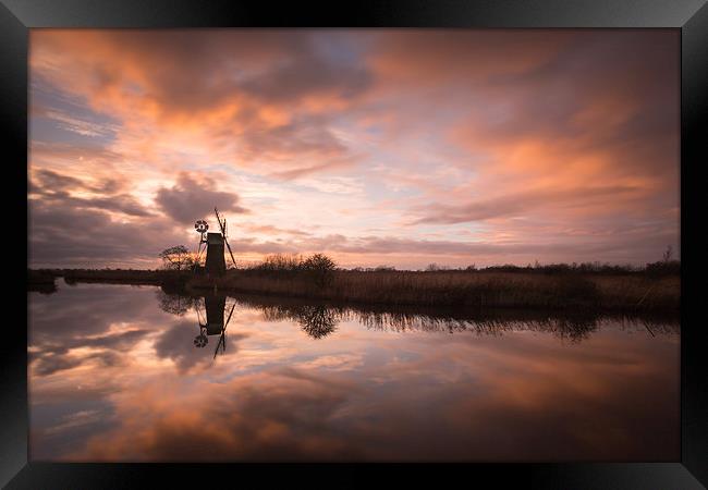 Norfolk Broads Sunset Framed Print by Simon Wrigglesworth