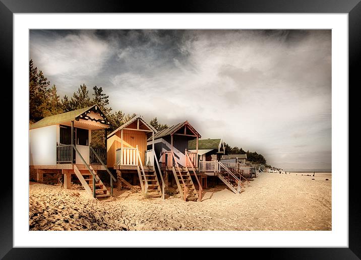 Beach Huts at Wells Framed Mounted Print by Simon Wrigglesworth