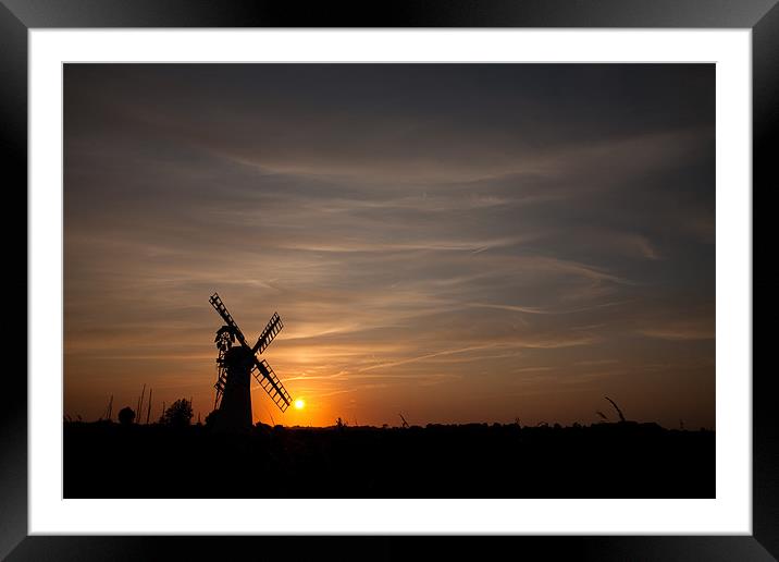 Windmill sunset Framed Mounted Print by Simon Wrigglesworth
