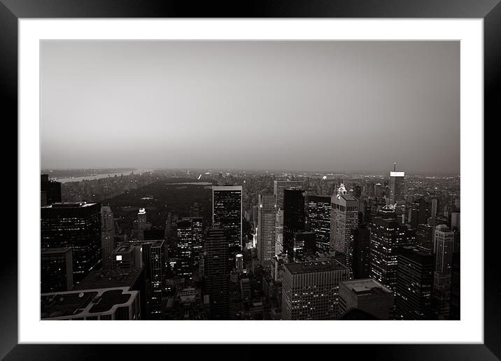Manhattan evening Framed Mounted Print by Simon Wrigglesworth