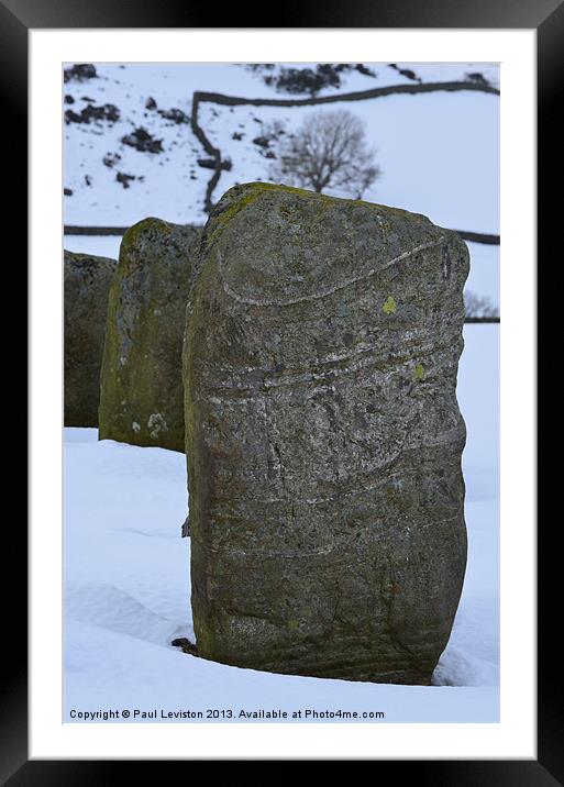 Lone Standing Stone  (Winter) Framed Mounted Print by Paul Leviston