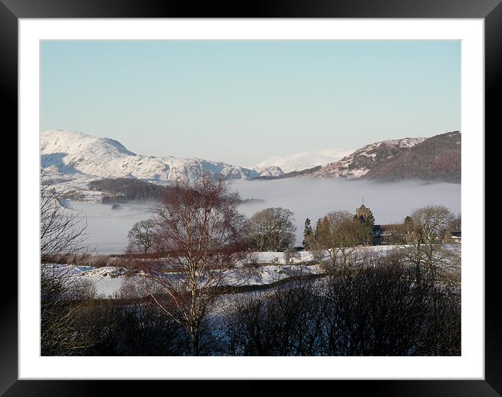 Coniston Mist  Framed Mounted Print by Paul Leviston