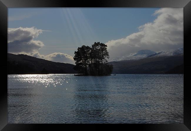 LOch Tay, with Crannog in back ground Framed Print by Bryan Crookes