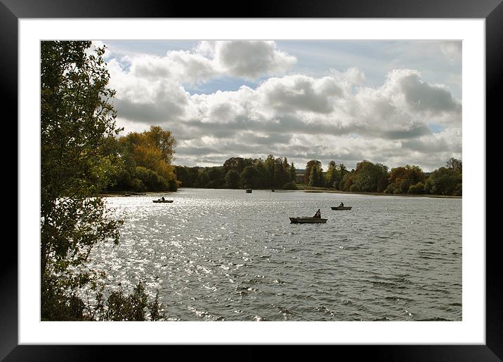 Fly Fishing on Tringford Reservoir Framed Mounted Print by graham young