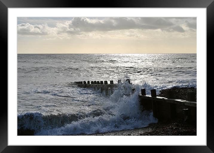 Breakers on Climping Beach Framed Mounted Print by graham young