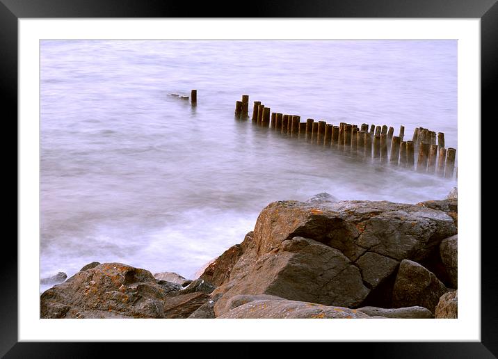 Groyne and Rocks  Framed Mounted Print by graham young