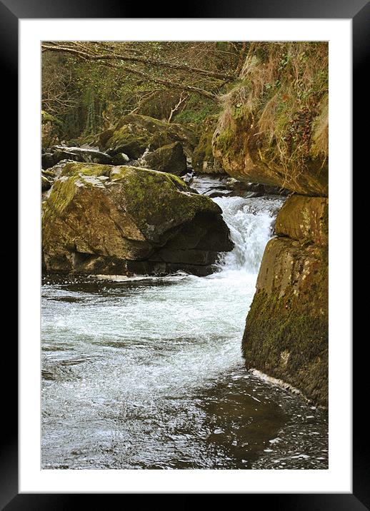 waterfall on the East Lyn River Framed Mounted Print by graham young