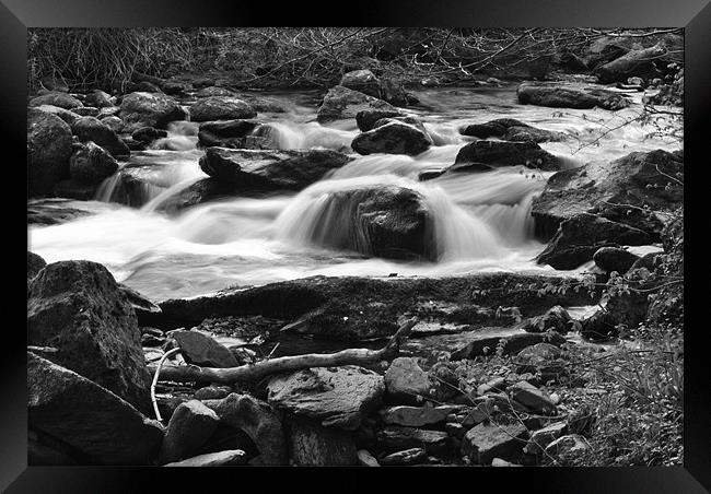 a rocky stream on exmoor b+w Framed Print by graham young