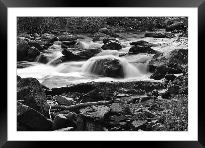 a rocky stream on exmoor b+w Framed Mounted Print by graham young