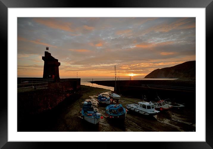 Lynmouth Harbour Sunrise Framed Mounted Print by graham young