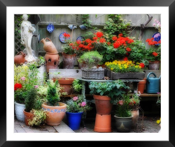 A Cottage Courtyard Garden (Tight Crop) Framed Mounted Print by graham young