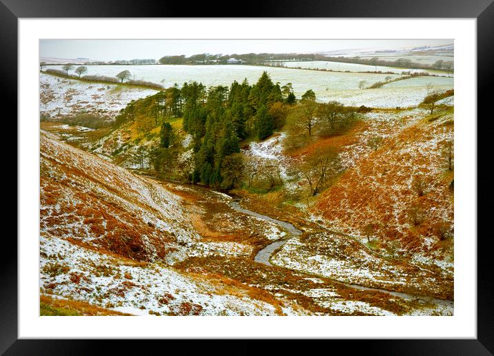 The Barle Valley In Winter Framed Mounted Print by graham young