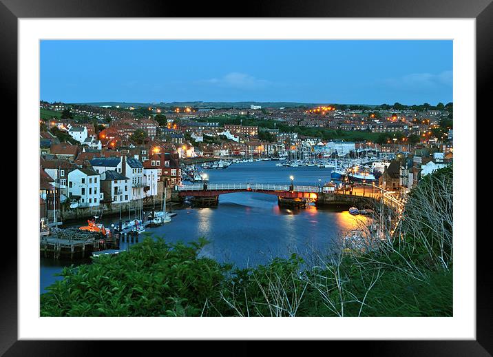 The Swing Bridge, Whitby at Dusk Framed Mounted Print by graham young
