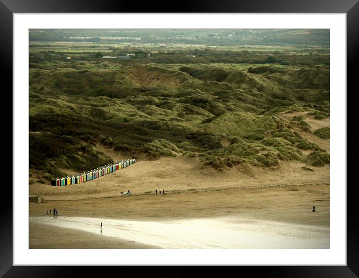 The Dunes and Beach huts at Saunton Sands Framed Mounted Print by graham young