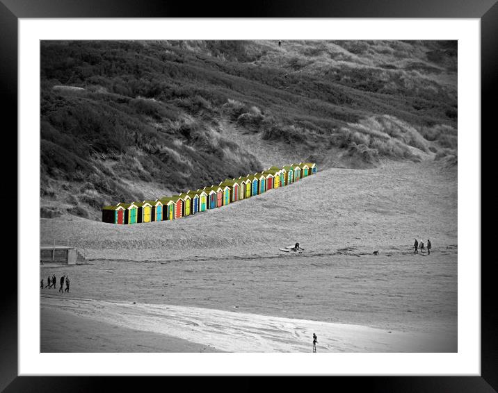 Vibrant Beach Huts at Saunton Sands Framed Mounted Print by graham young