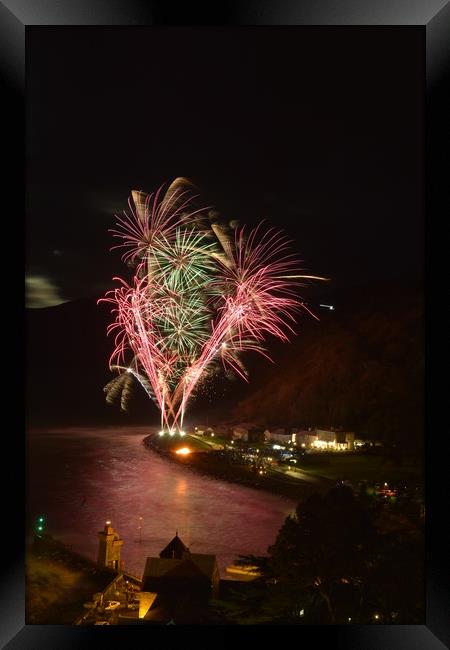 A Dazzling Firework Symphony over Lynmouth  Framed Print by graham young