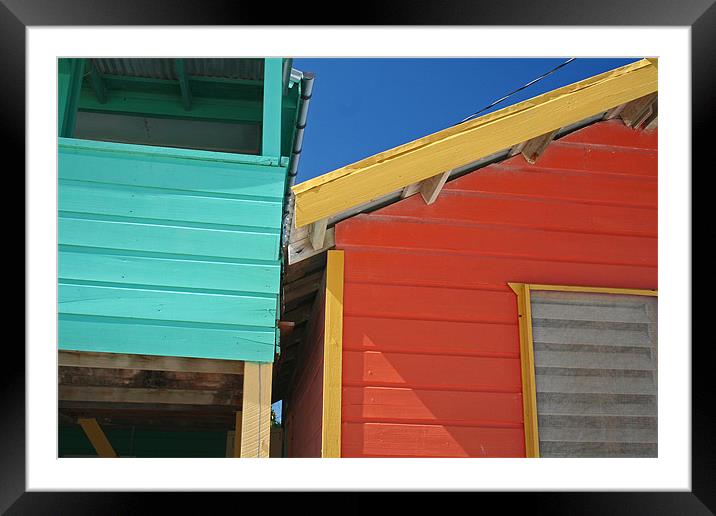 Belize Beach Houses Framed Mounted Print by Tania Bloomfield