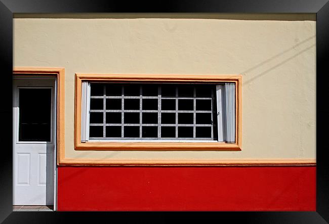 House Front with Red Stripe Framed Print by Tania Bloomfield