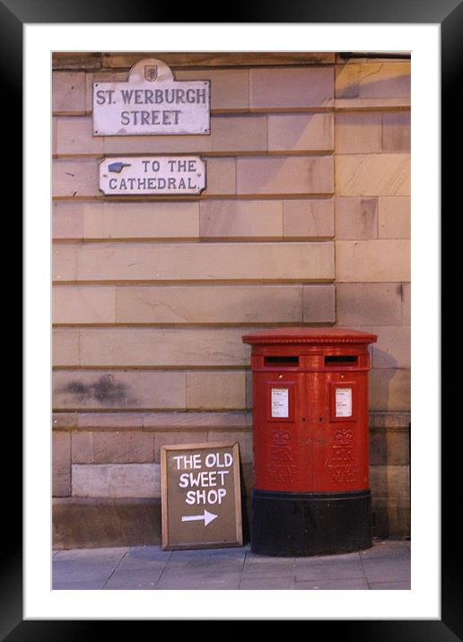 Red Post Box against a stone wall Framed Mounted Print by neal frost