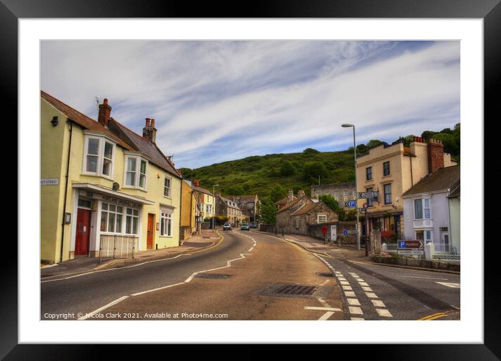 Charming Village with a Painterly Sky Framed Mounted Print by Nicola Clark