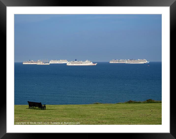 Majestic Cruise Liners in Weymouth Bay Framed Mounted Print by Nicola Clark