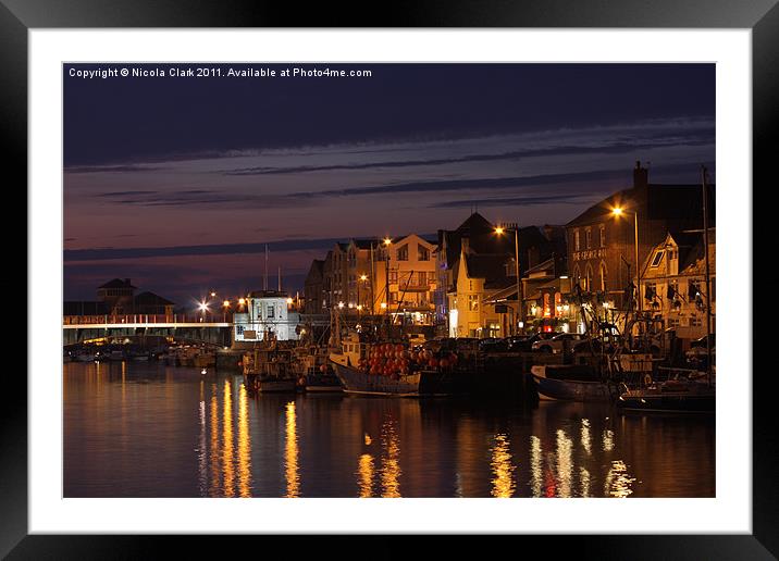 Weymouth by Night Framed Mounted Print by Nicola Clark