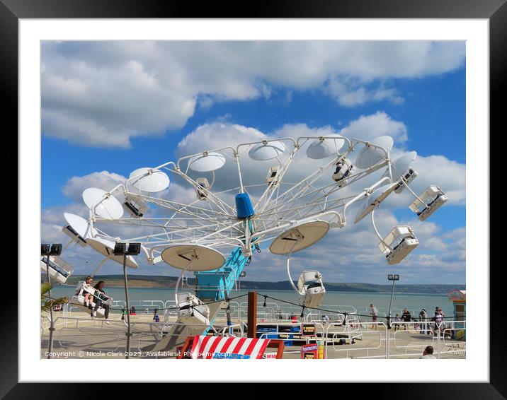 Thrilling Paratrooper Ride on Weymouth Beach Framed Mounted Print by Nicola Clark