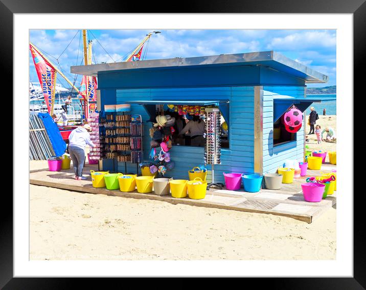 Colourful Seaside Kiosk Framed Mounted Print by Nicola Clark
