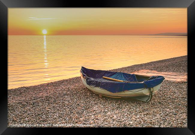 Boat on the Beach Framed Print by Nicola Clark