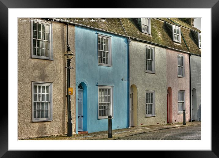 Harbourside Cottages Framed Mounted Print by Nicola Clark