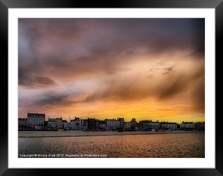 Serene Sunset on Weymouth Seaside Framed Mounted Print by Nicola Clark