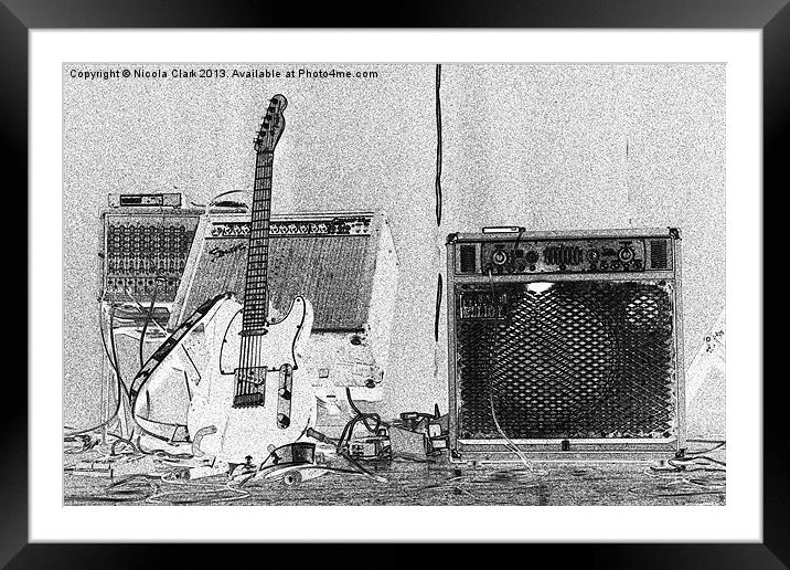Fender Guitar and Amps Framed Mounted Print by Nicola Clark