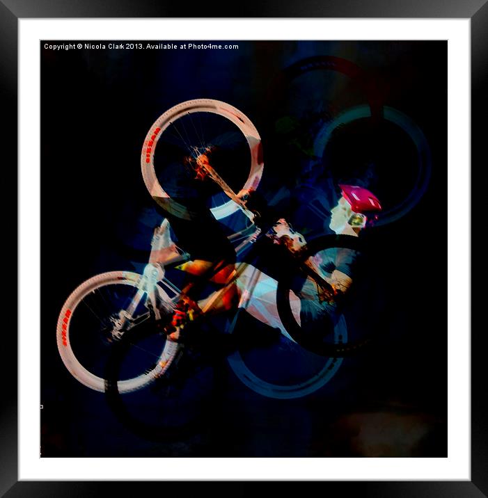 The Cyclist Framed Mounted Print by Nicola Clark