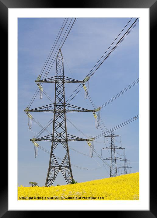 Electricity Pylons Framed Mounted Print by Nicola Clark