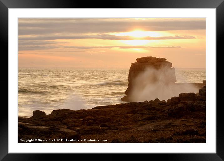 Crashing Waves at Pulpit Rock Framed Mounted Print by Nicola Clark